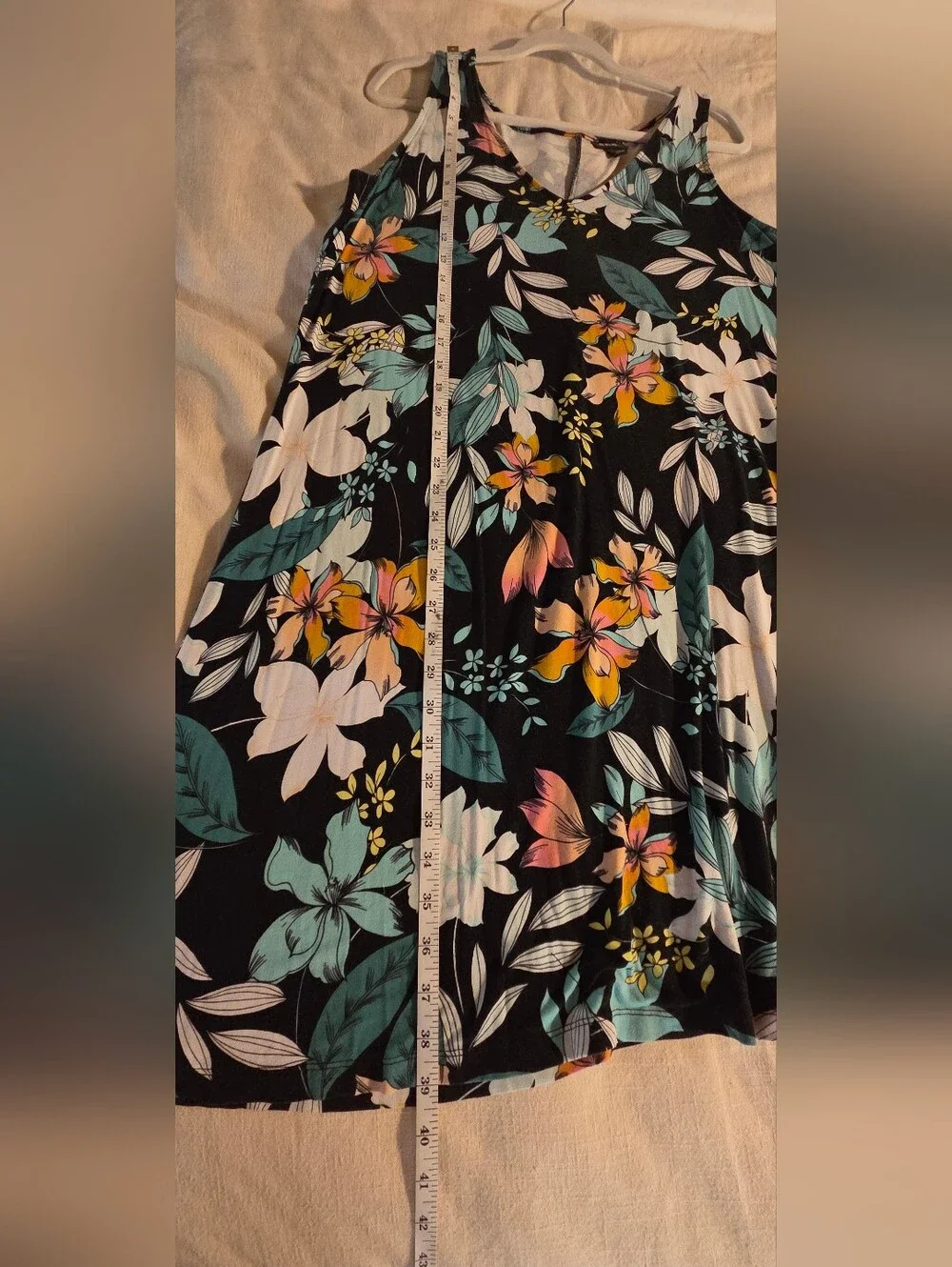 Anna Black Floral Sundress with Teal, White, and Yellow Flowers